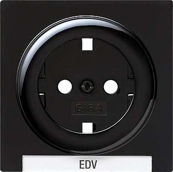 Gira S-Color Black Cover For Socket With Grounding And Text Field - 144747