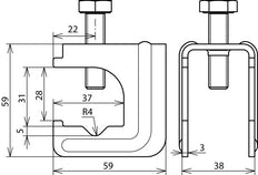 Abrazadera de conexión Dehn para D 6-20mm y Rd 6-10mm - 308032 [2 uds.]