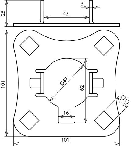 Dehn AP SR D50 4AE HVI V2A Connection Plate For Supporting Tubes - 819288