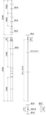 Conductor HVI Dehn 23mm Cu Con Tubo Soporte L 3200mm - 819338