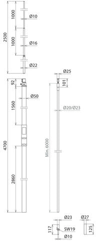 Dehn HVI Conductor D20mm Con Tubo Soporte L4700mm Varilla Air Term L2 - 819426