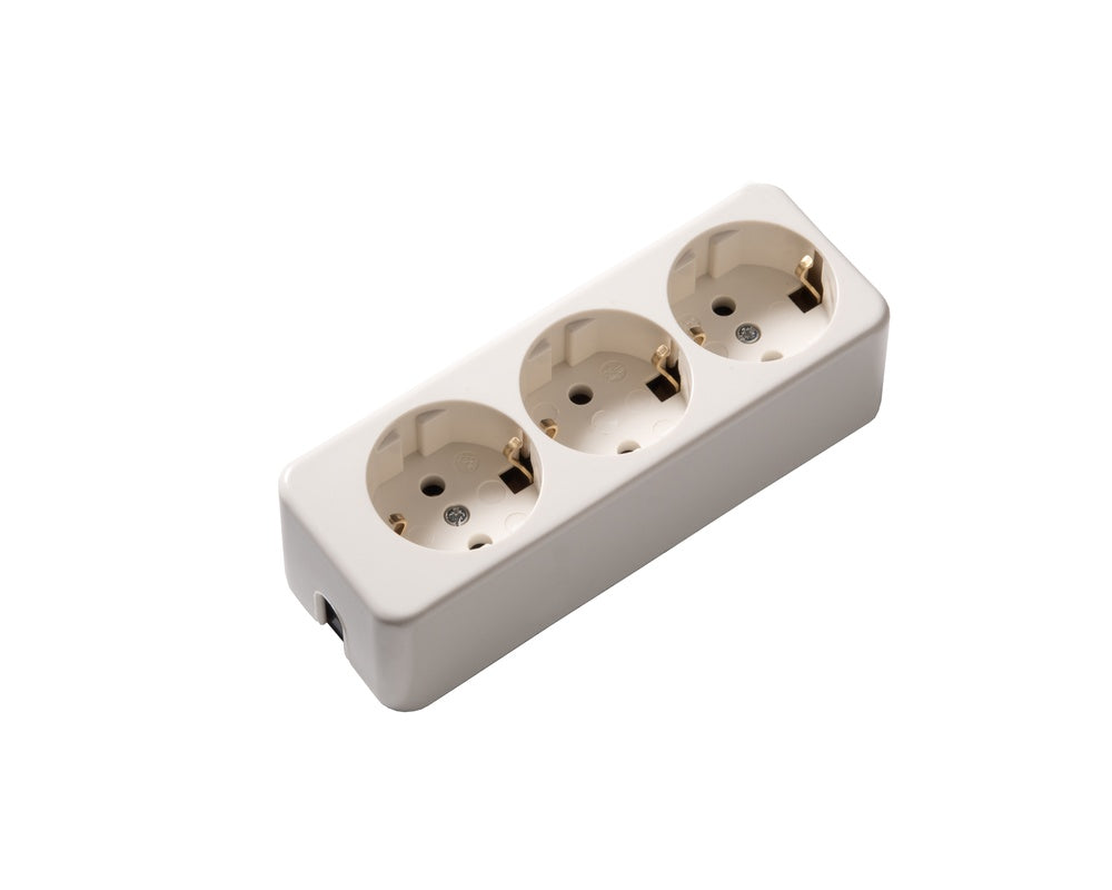 Martin Kaiser 3-Way White Socket With Earthing Contact - 638/ws [25 Pieces]