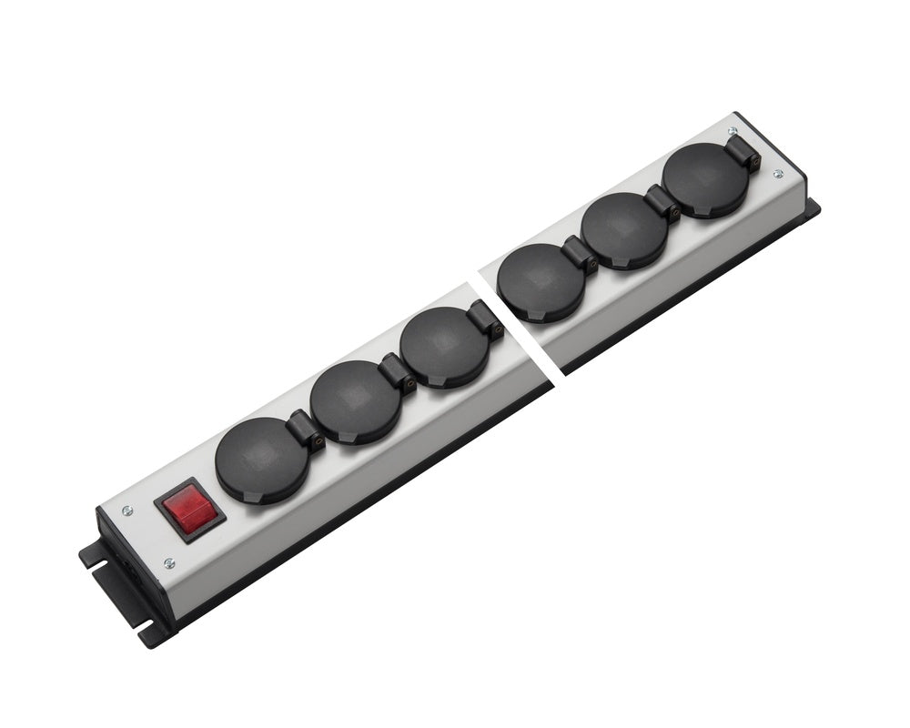 Martin Kaiser Power Outlet Strip 8 Way Hinged Cover Switch IP20 (European Socket) - 1058/8l-sw [10 Pieces]
