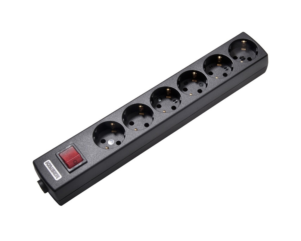 Martin Kaiser 6-Way Angled Socket with Switch Black - 1033/sw [20 Pieces]