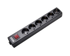 Martin Kaiser 6-Way Angled Socket with Switch Black - 1033/sw [20 Pieces]