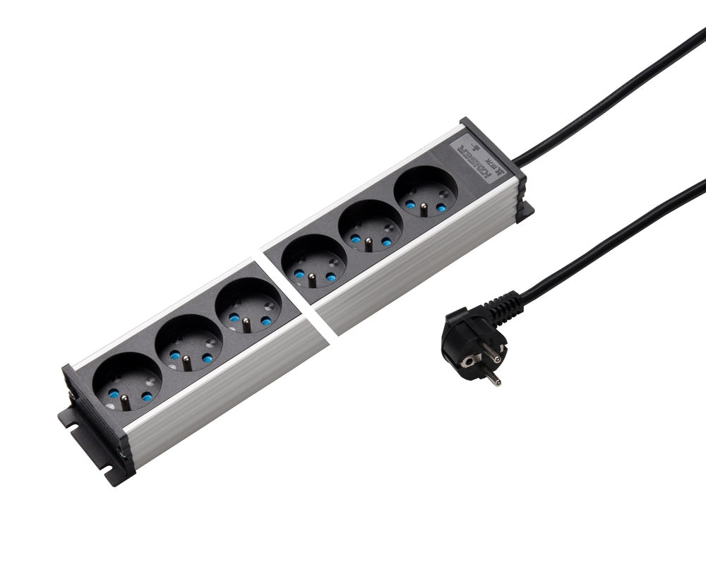 Martin Kaiser Regleta de enchufes 10 vías 45 grados Toma de tierra Cable obturador 1,5 m - 1117KZL10l-sw15 [10 Piezas]