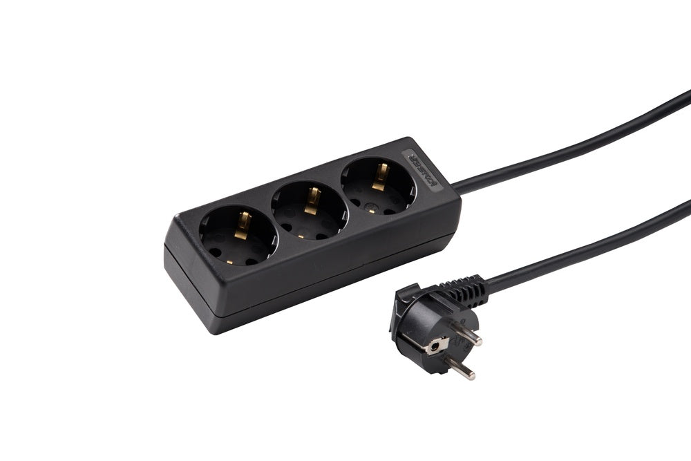 Martin Kaiser 3-Way Angle Socket With 5m Cable Black - 1045ZL5-15W/sw [10 Pieces]