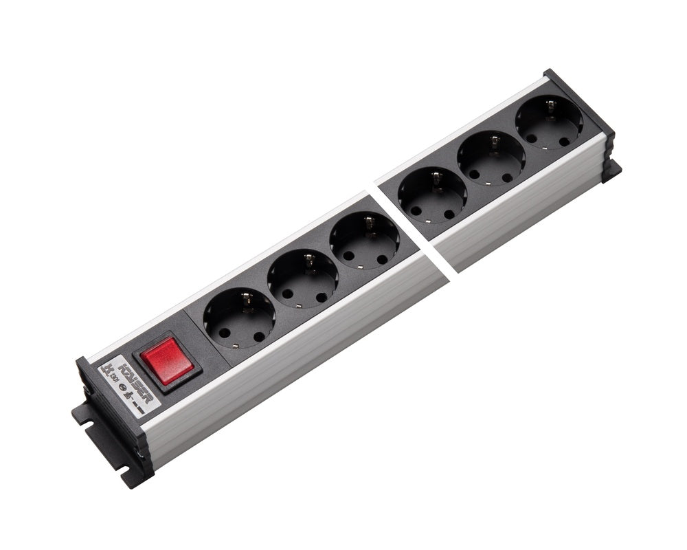 Martin Kaiser Aluminum 8-Way Power Outlet Strip With Switch Black - 1301/8sw [10 Pieces]
