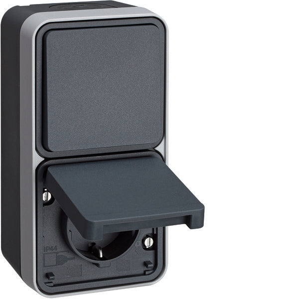 Hager Berker Combi WCD Switch With Child Safety Housing W1 Grey - 47803525