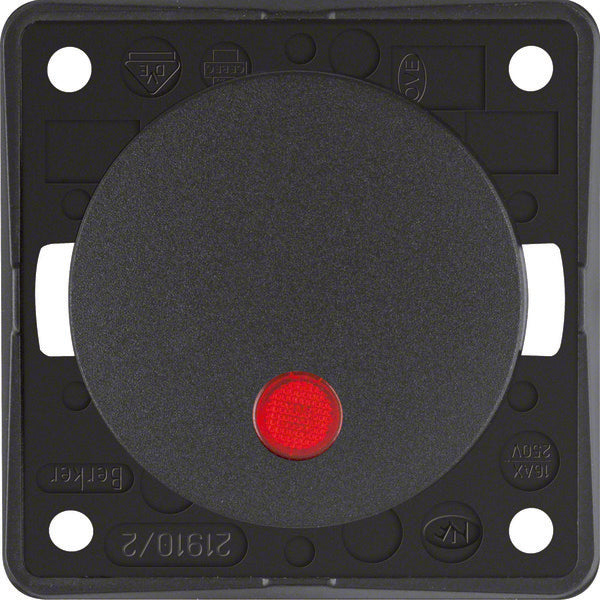 Hager Berker Integro 2P Control Switch With Red Lens - 937522505