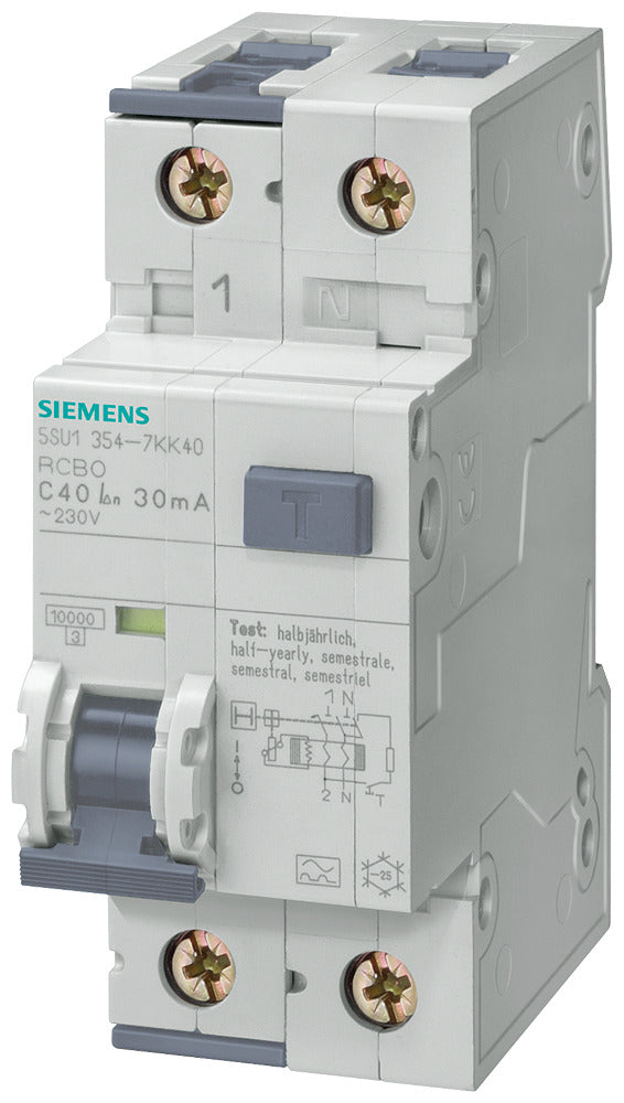 Siemens SENTRON 5SU1 10A RCBO Circuit Protector - 5SU13547KK10