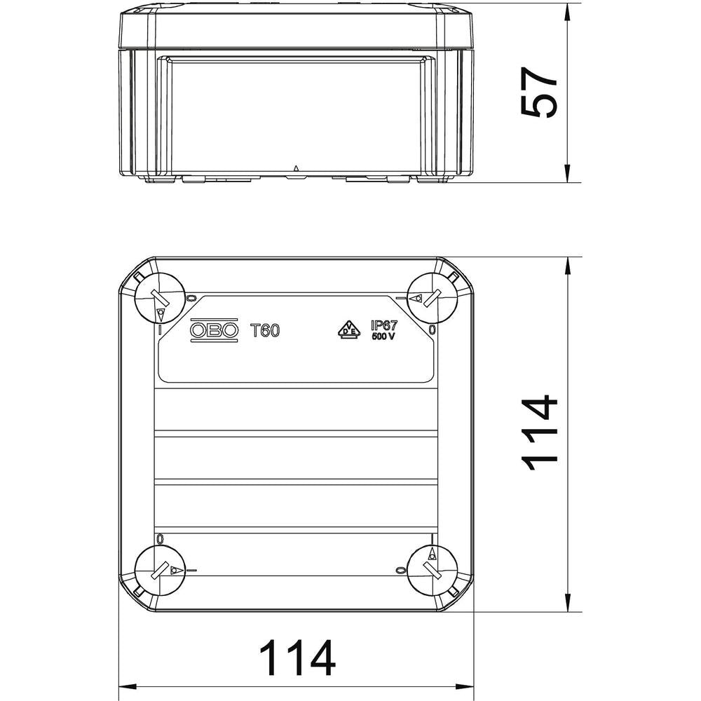IP66 Square Junction Box 114x114x57mm PP - 2007239 [5 Pieces]