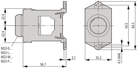 Eaton M22-IVS DIN Rail Mounting Adapter - 216400