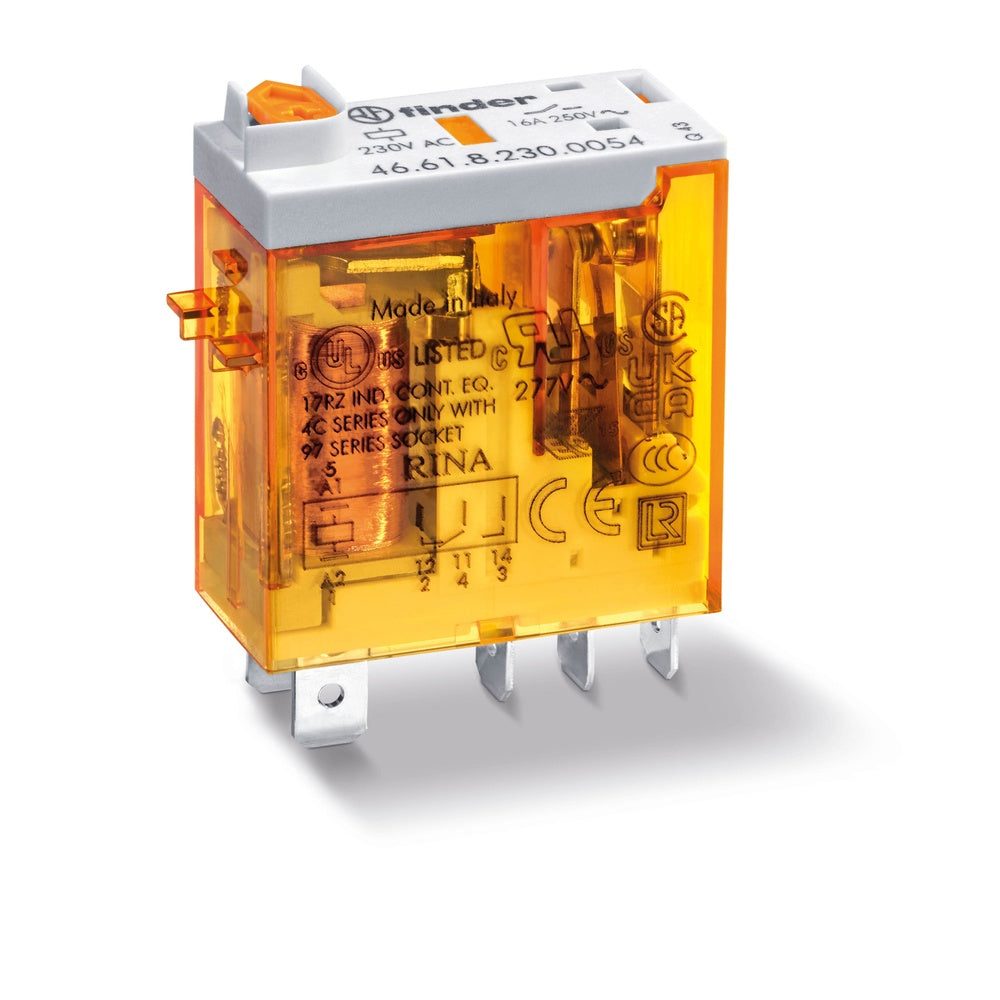 Finder Relé Mini Industrial 16A 230VAC Contacto AgNi - 46.61.8.230.0040