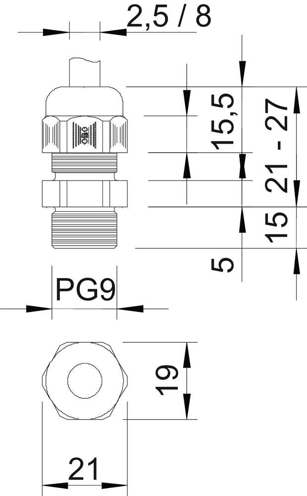 PG9 Pasacables Industrial Con Rosca Extendida IP68 - 2024187 [10 Piezas]