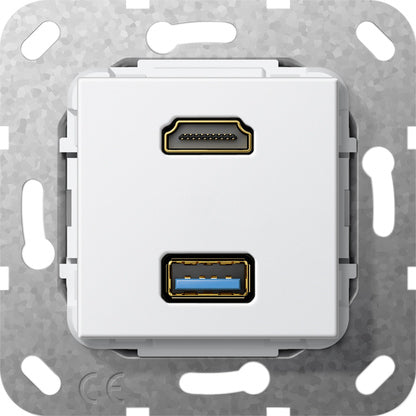 Gira HDMI USB 3.0 Type A Breakout Cable Insert Pure White - 567903