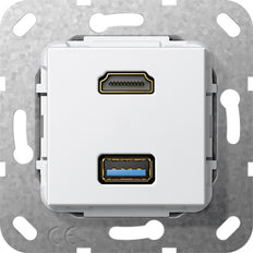 Gira HDMI USB 3.0 Type A Breakout Cable Insert Pure White - 567903