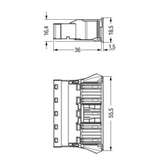 Wago Winsta Midi 770 5-Pole Snap-In Socket Black - 770-705 [2 Pieces]