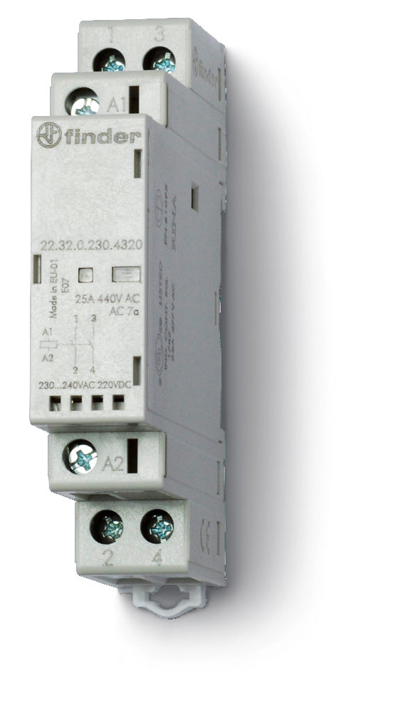 Finder 25A Modular Contactor 2NO 24V AC/DC - 22.32.0.024.4320