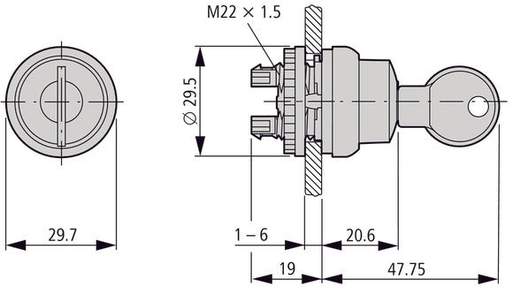 Eaton RMQ-Titan Interruptor De Llave De 2 Posiciones Con Retorno Por Resorte - 111790