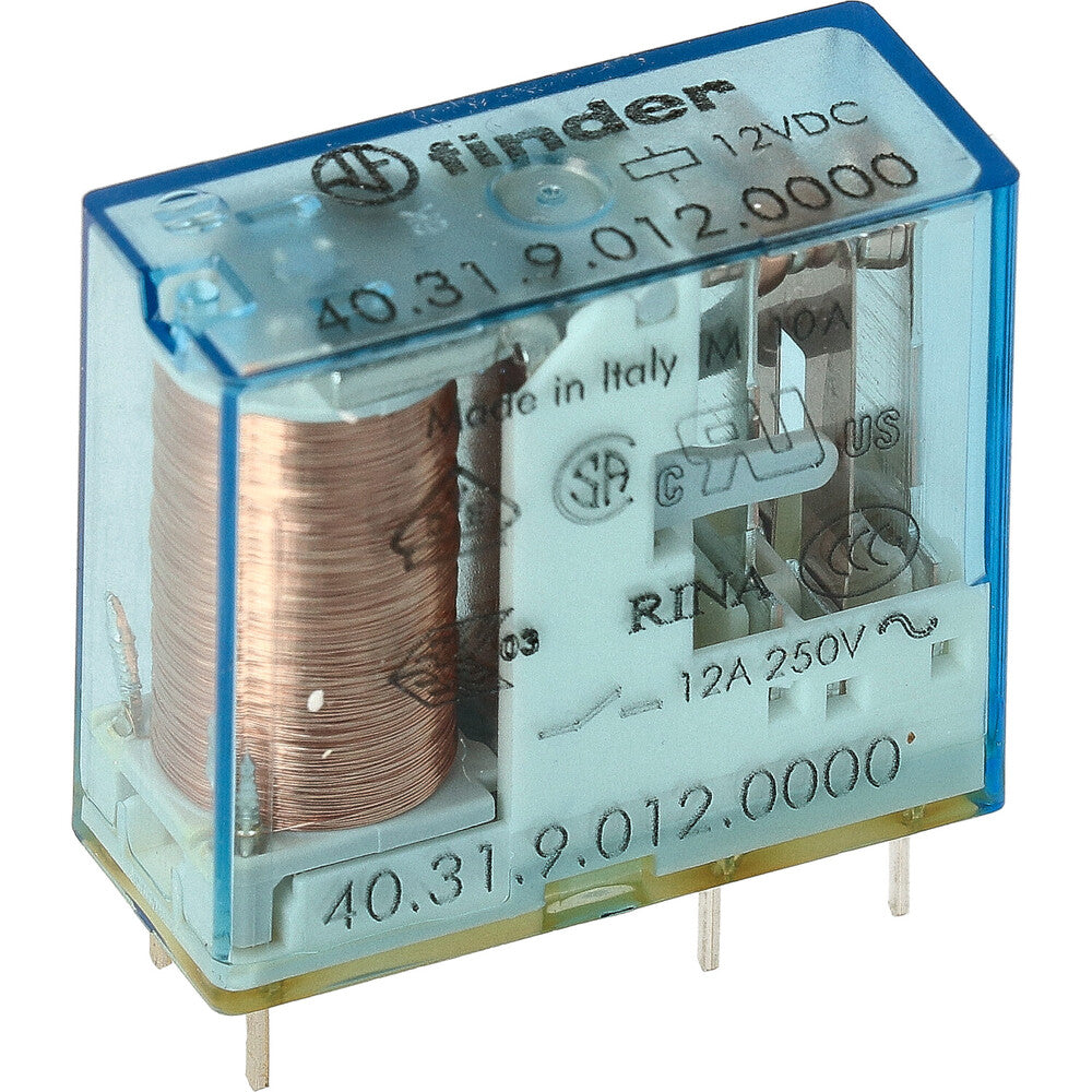 Finder 40.31 PCB Relay 12VDC 10A SPDT - 40.31.9.012.0000 [2 Pieces]