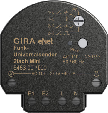 Gira ENet Transmisor Inalámbrico Mini Universal De 2 Canales - 545300