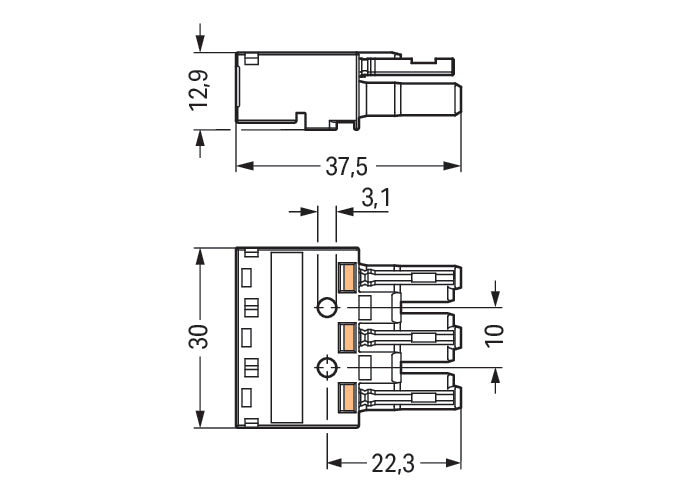 WAGO 770-203 WINSTA MIDI conector hembra de 3 polos negro - 770-203 [2 piezas]