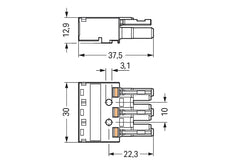 WAGO 770-203 WINSTA MIDI conector hembra de 3 polos negro - 770-203 [2 piezas]