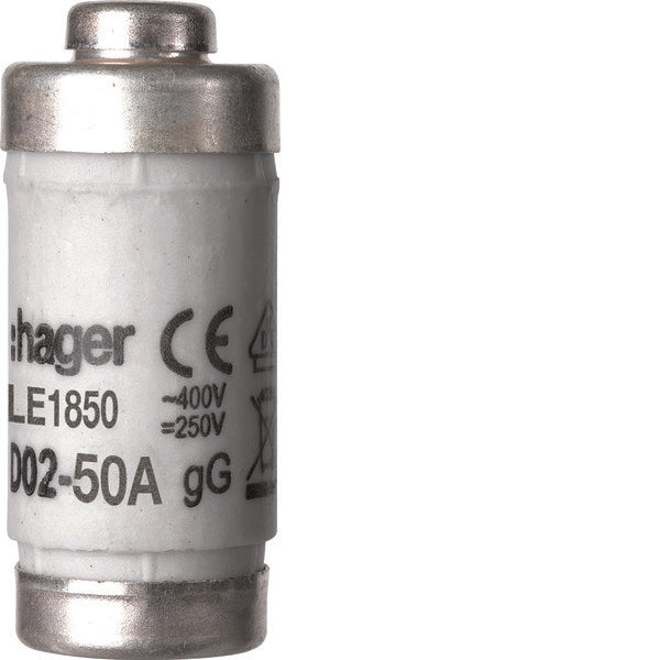 Hager D02 Fuse Link 50A 400V With Indicator - LE1850 [10 Pieces]