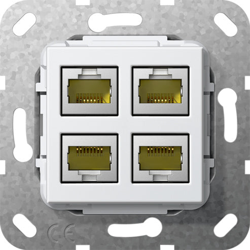 Gira 4-Port Cat 6A RJ45 Modular Jack 10GB Base Unit - 569903