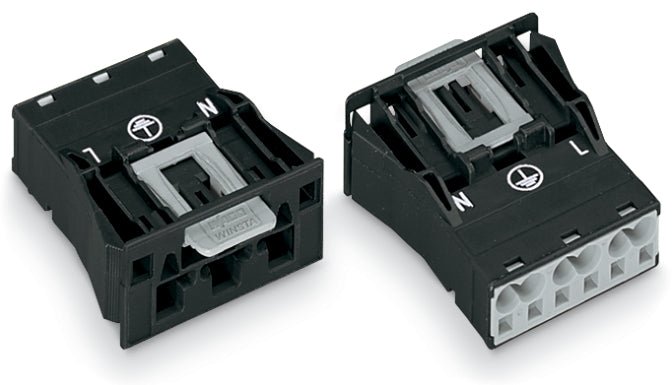 Wago 770-713 Conector Snap In 3 Polos 4mm² Negro - 770-713 [2 Piezas]