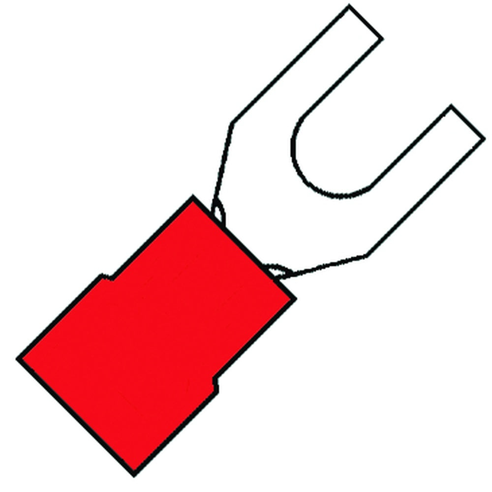 Insulated M5 Fork Terminal 0.5-1.5mm² Red PVC - 100300 [100 Pieces]