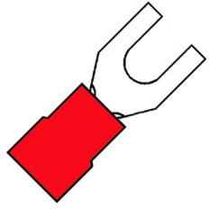 Insulated M5 Fork Terminal 0.5-1.5mm² Red PVC - 100300 [100 Pieces]