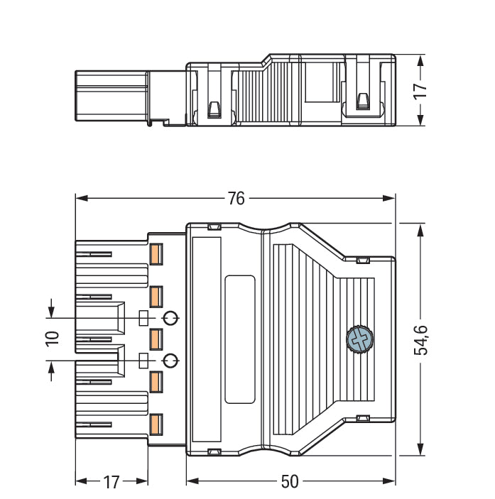 WAGO 770-115 5-Pole Black Connector With Strain Relief - 770-115