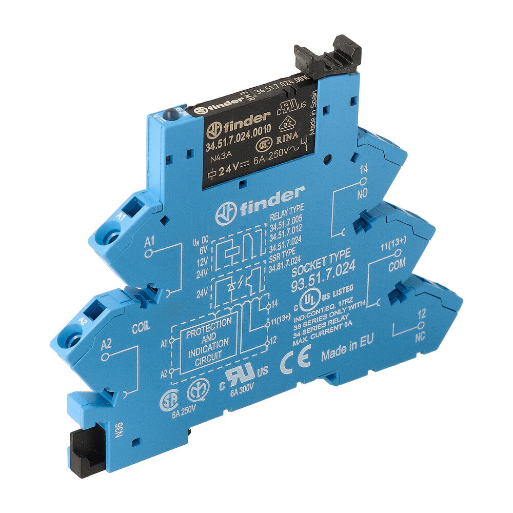 Finder 38.61 Interface Relay Module 6A 24VDC Screwless - 38.61.7.024.0050