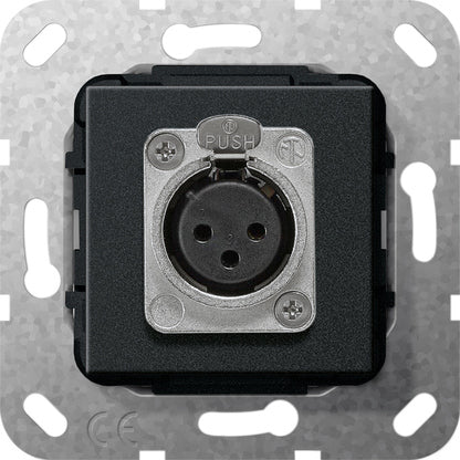 Gira D-Series XLR Socket Base Element Black Matte - 566710