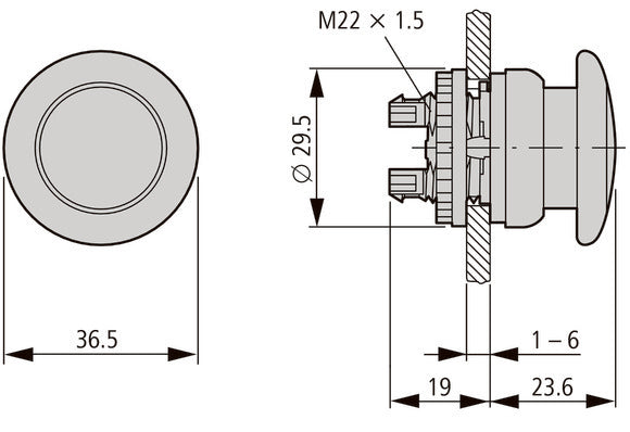 Eaton RMQ-Titan M22-DRP-R Emergency Mushroom Pushbutton - 216745 [5 Pieces]