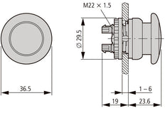 Eaton RMQ-Titan M22-DRP-R Emergency Mushroom Pushbutton - 216745 [5 Pieces]