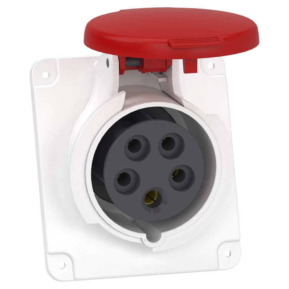 Schneider PratiKa 16A 5P Angled Panel Socket 400V IP44 - PKF16F435