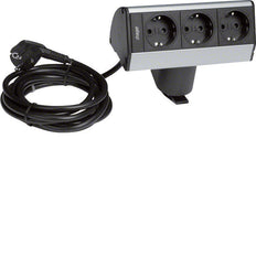 Hager Desktop Power Module 3 Schuko Outlets Anodized - G7067ELN