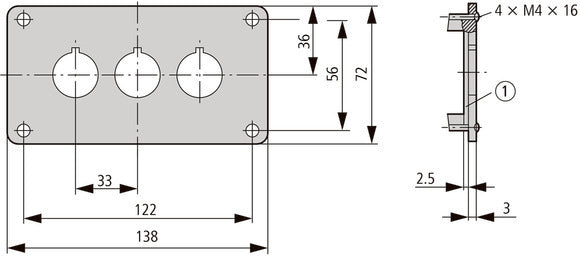 Eaton M22-E3 Triple Mounting Plate For Control Devices - 216544