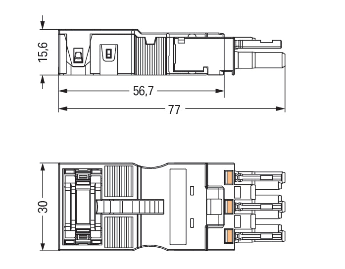 Enchufe De 3 Polos Con Alivio De Tensión 4mm Negro - 770-203/035-000
