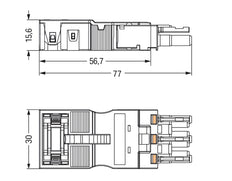 Enchufe De 3 Polos Con Alivio De Tensión 4mm Negro - 770-203/035-000