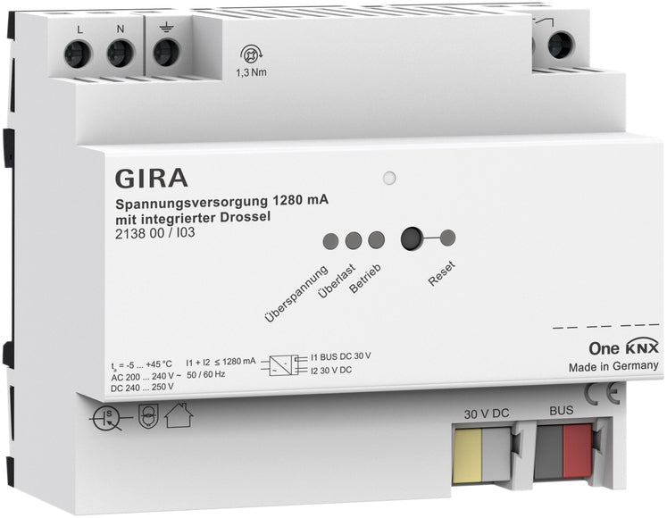Gira KNX Power Supply 1280mA With Integrated Choke - 213800