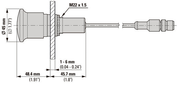 38mm Emergency Stop Button With M12 Connector - 191005