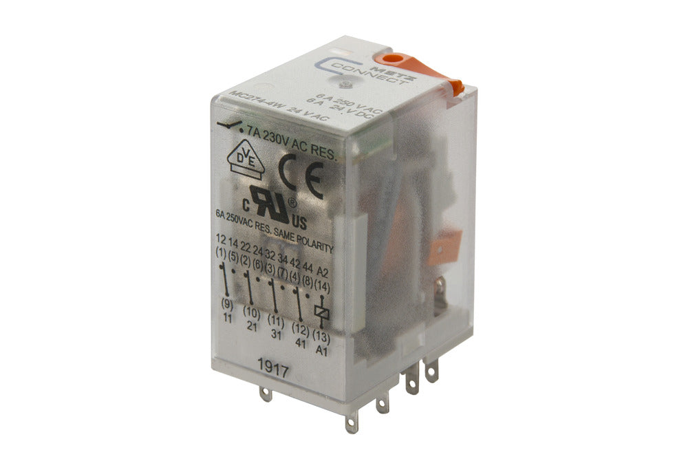Metz 4-Pole Industrial Relay 24V AC With LED Indicator - 110017101407
