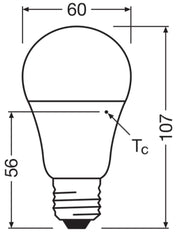OSRAM LED Classic A40 E27 4.9W 2700K Frosted Bulb - 4058075127319 [2 Pieces]