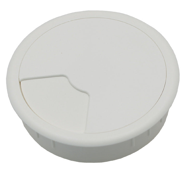 80mm White Plastic Cable Grommet For Desk - 49.80.025 [2 Pieces]