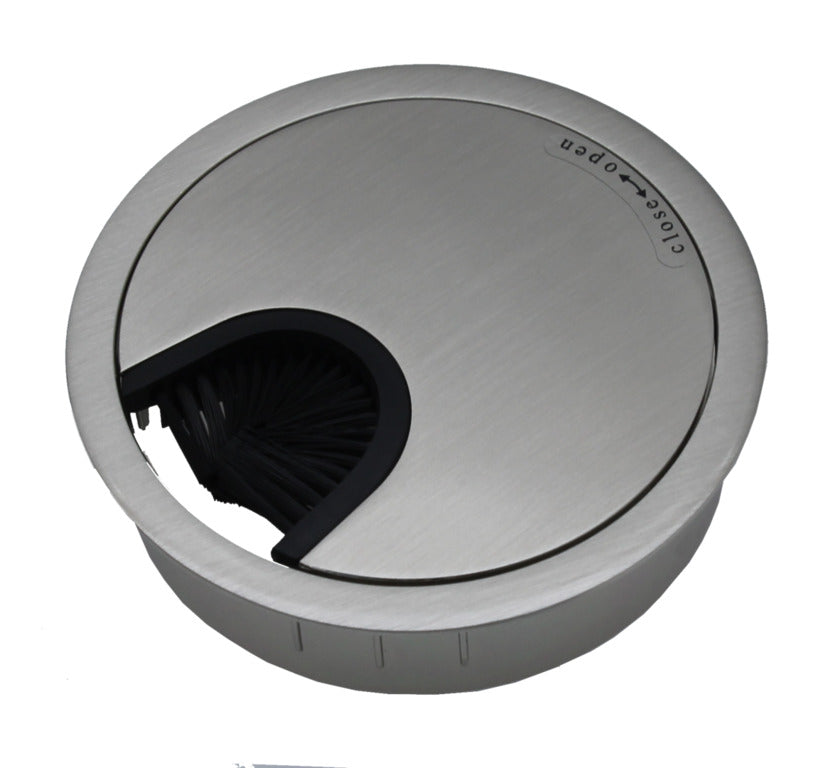 Metal Desk Cable Grommet 80mm Stainless Steel Finish - 49.80.016