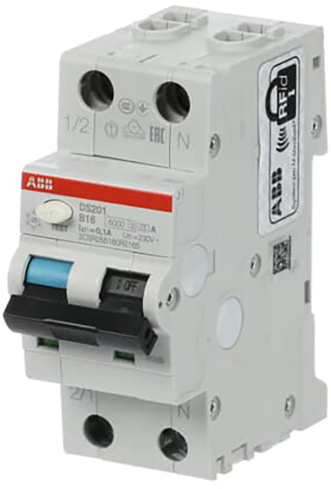 ABB DS201 Single Phase RCBO 16A 100mA 6kA B Curve - 2CSR255180R2165